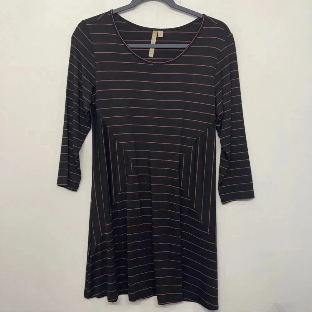 Comfy USA Stripe Tunic Blouse S Black